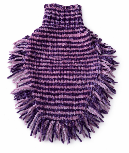 Handgemachter Hundepullover Amethyst Poncho in Lila Rosa mit Fransen
