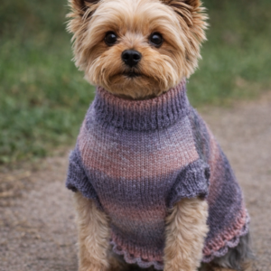 Soft Wool Dream – handgestrickter Hundepullover aus weicher Wolle in Grau-Rosé